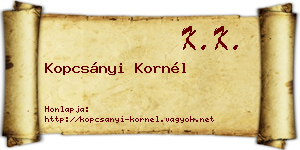 Kopcsányi Kornél névjegykártya